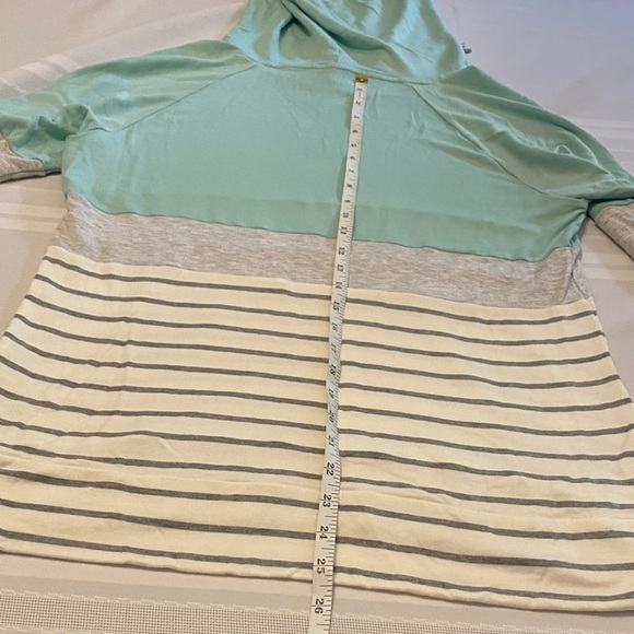 Market & Spruce Women’s Striped Light-Weight Hoodie with Mint and Gray Accents - Picture 7 of 7